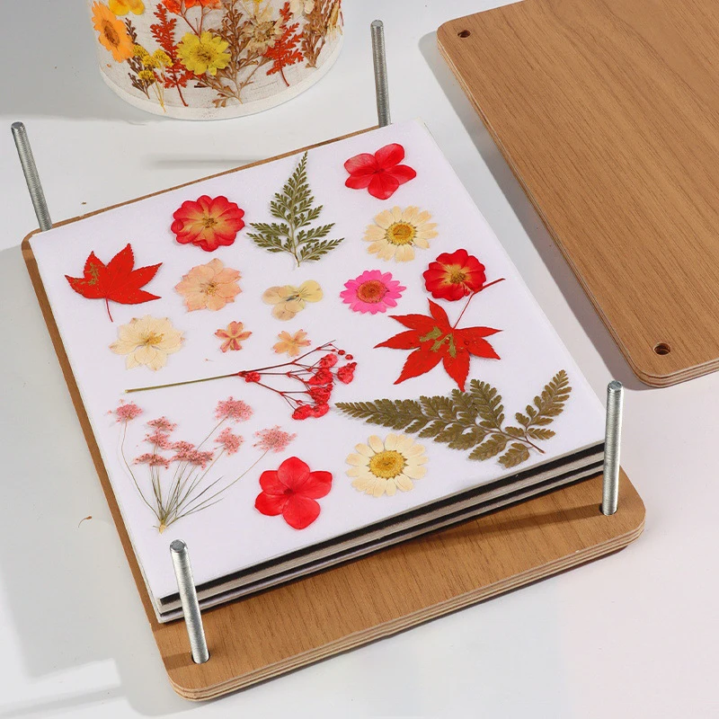 Kit pressa per fiori 5 strati Pressa per fiori in legno Kit completo per la conservazione dei fiori Pressa per foglie per artigianato fai-da-te Creazione di piante secche