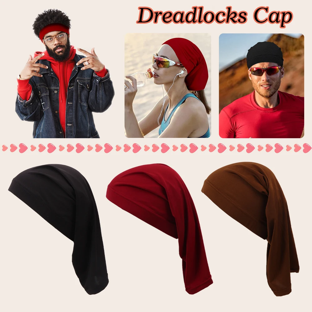 Spandex Dreadlocks Tube Socks Unisex Stocking Cap For Long Dreads Braids Elastic Loc Cap 3Pcs Solid Color Dreads Head Wraps