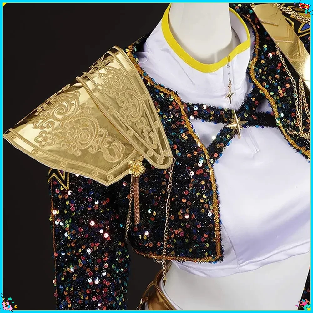 Girls Rumi Zoey Mira Cosplay KPop Demon Hunters Cosplay Costume Children Black Golden Suit Halloween Huntrix Role Playing Outfit - Image 6