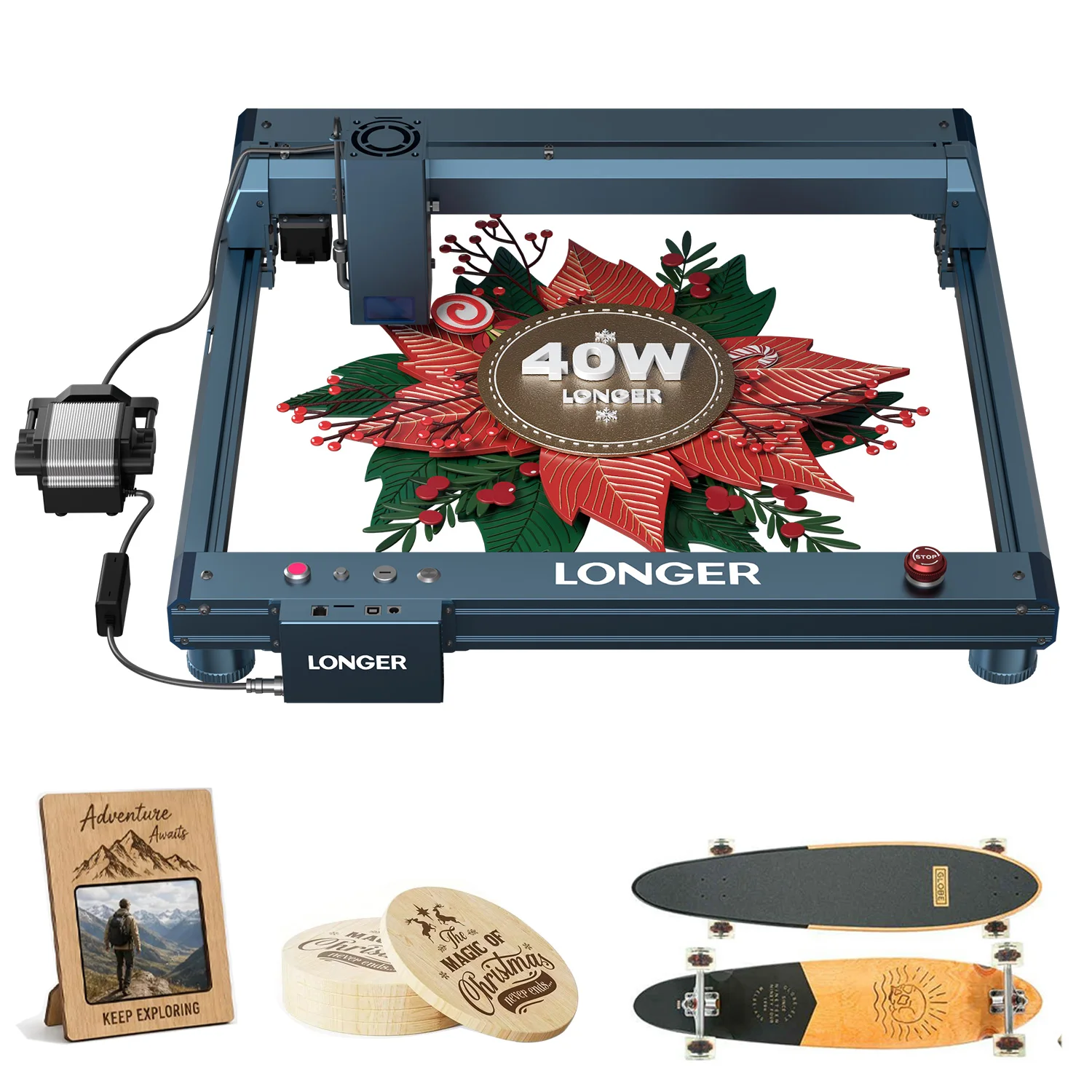 LONGER 40W CNC Laser Engraver Cutter 450x440mm High Speed Diode Laser with Air Assist WiFi for Wood Acrylic Leather LightBurn