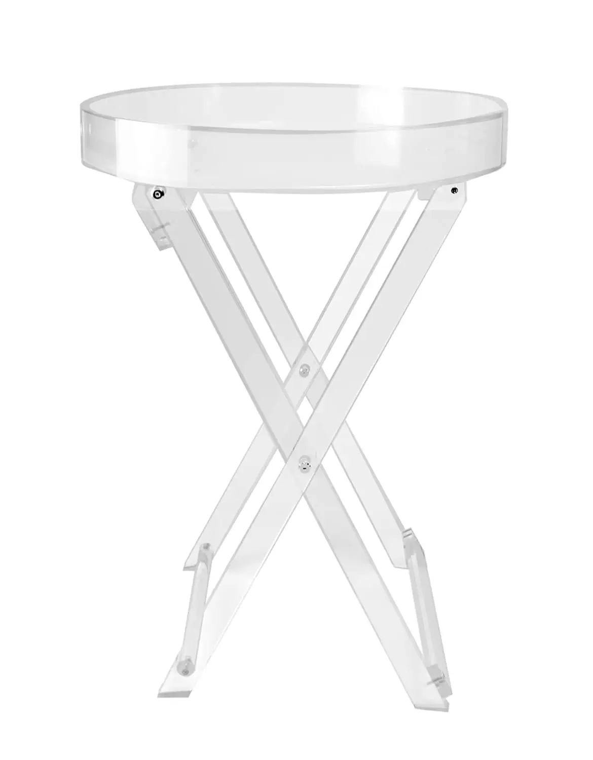 Acrylic Folding Tray Table – Modern Chic Accent Desk - Kitchen And Bar Serving Table - Elegant Clear Design (Round, Customized