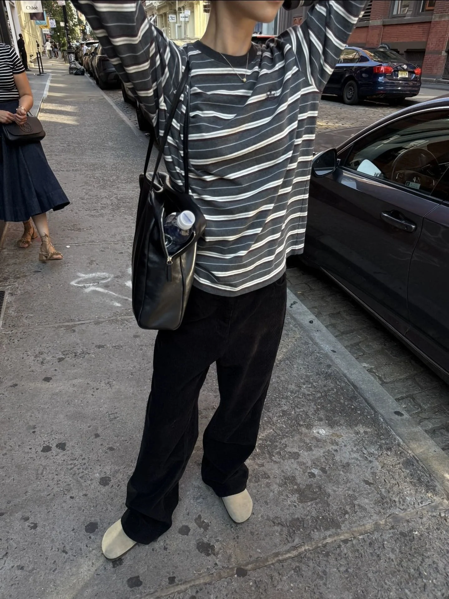 Unisex Loose Long Sleeve round Neck Retro Striped Cotton T-Shirt All Seasons Wearable Versatile Commute Friendly Comfortable ...