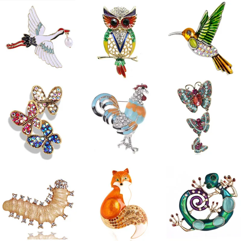 

High Quality Rhinestone Enamel Butterfly Fox brooch Animal broochs For Women Scarf Buckle Party Office Broochs Pin Gifts