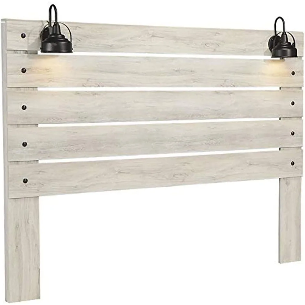 Cambeck Farmhouse Panel Headboard ONLY with USB Charging Stations, King, Whitewash