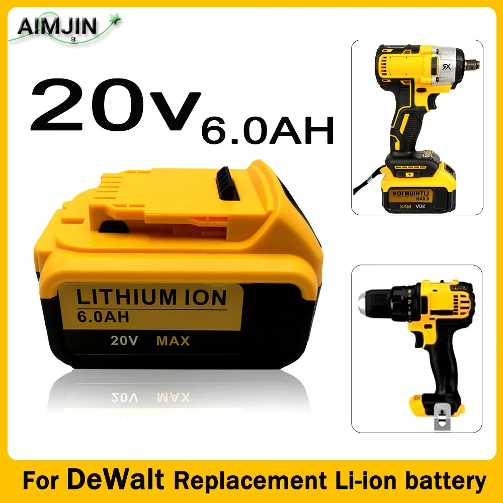 

New 20V 10J MAX 6.0Ah DCB200 Replacement Li-ion Battery for DeWalt DCB205 DCB201 DCB203 Power Tool Batteries