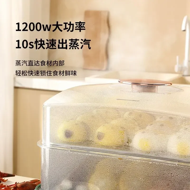 باخرة كهربائية منزلية جديدة متعددة الوظائف ذات سعة كبيرة وثلاث طبقات وعاء باخرة منزلي عالي الطاقة لتبخير الأسماك