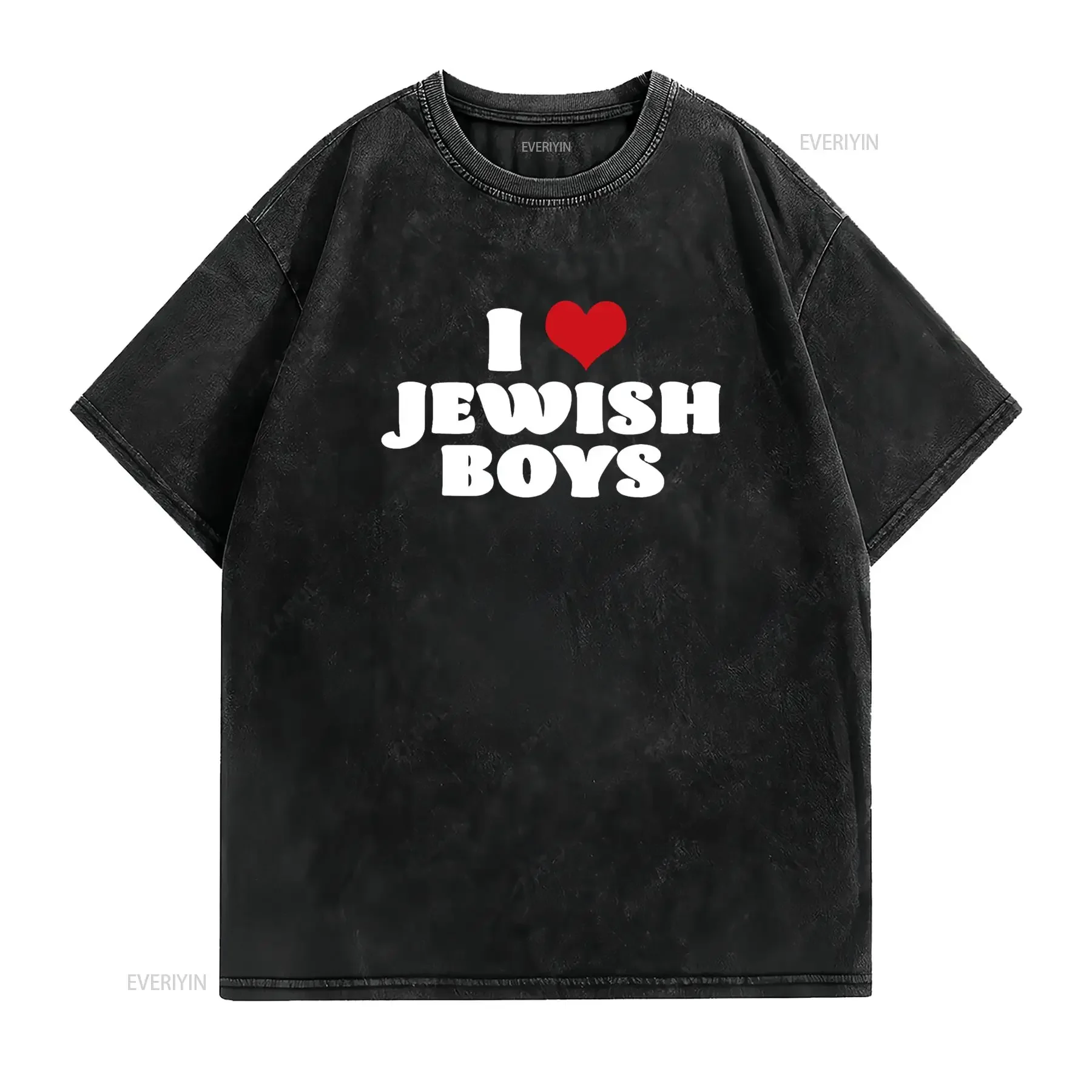 I Love Jewish Boys Red Heart Hanukkah T Shirt vintage Washed Versatile streetwear Top For Everyday Wear Stylish Slightly homme
