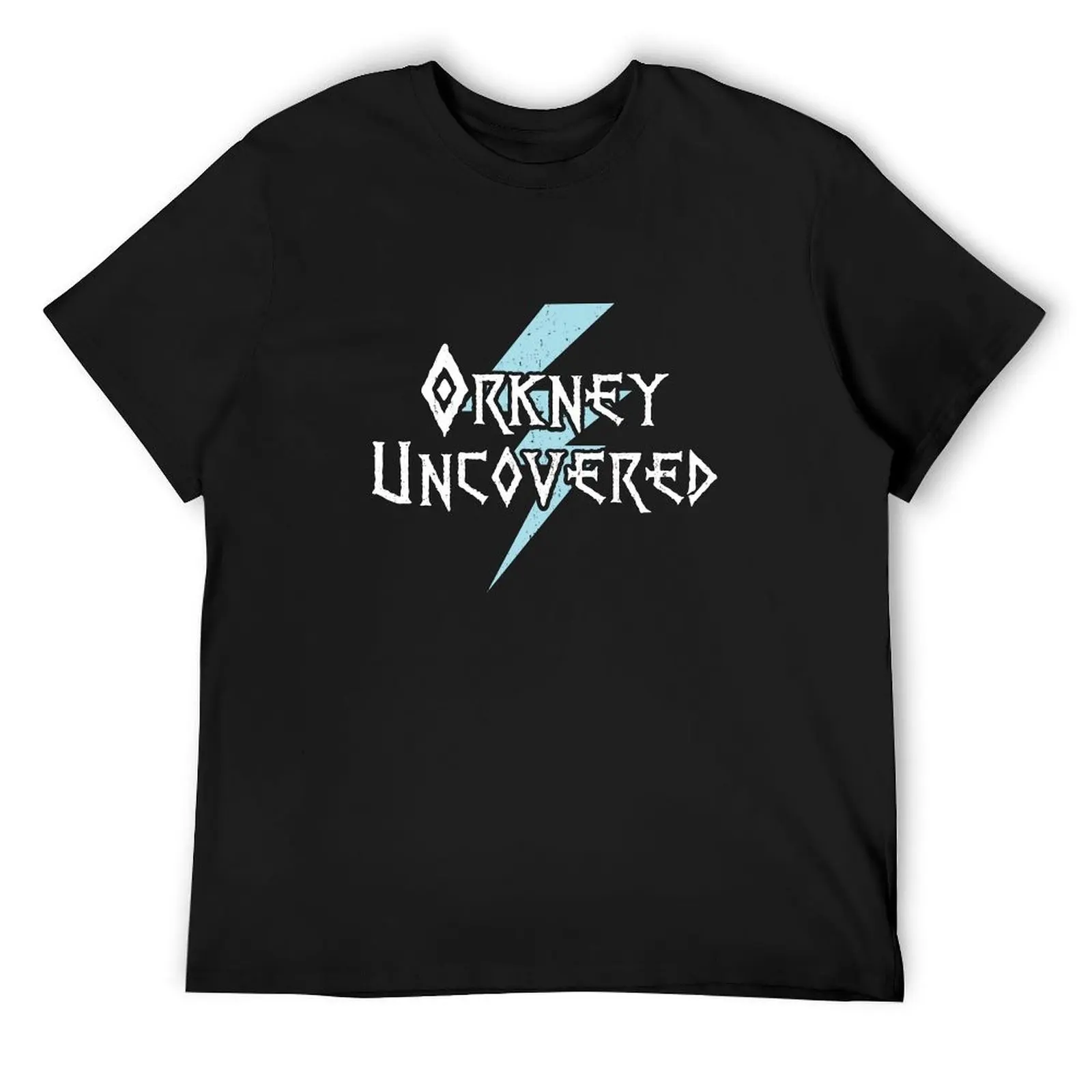 Orkney Uncovered - lightning bolt design - travel tourism history T-Shirt tops blacks Short sleeve tee men