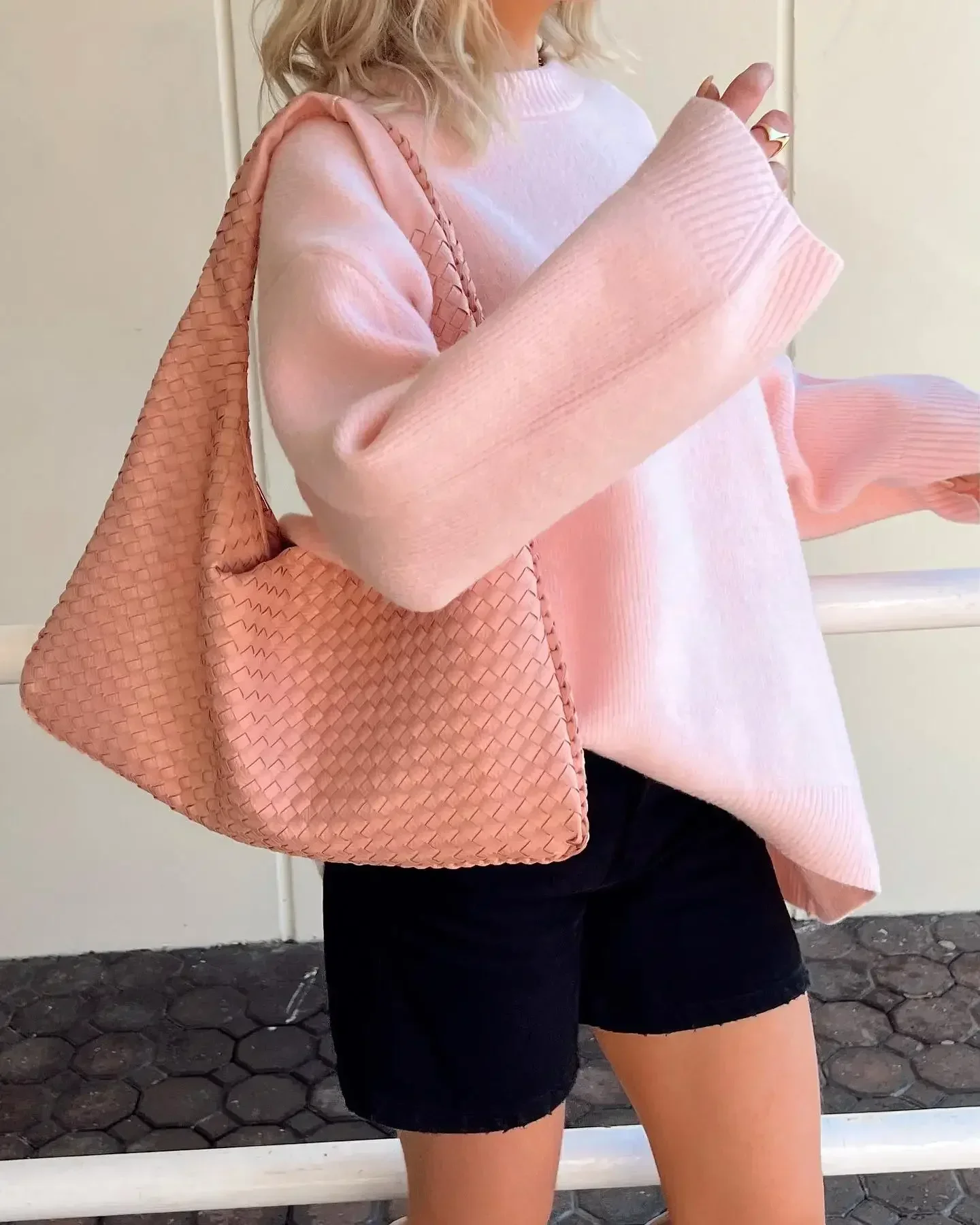 Fashion Solid Pink Knit Sweaters Women Casual Loose O Neck Long Sleeve Top Knitwear 2023 Autumn Chic Lady Highstreet Pullover