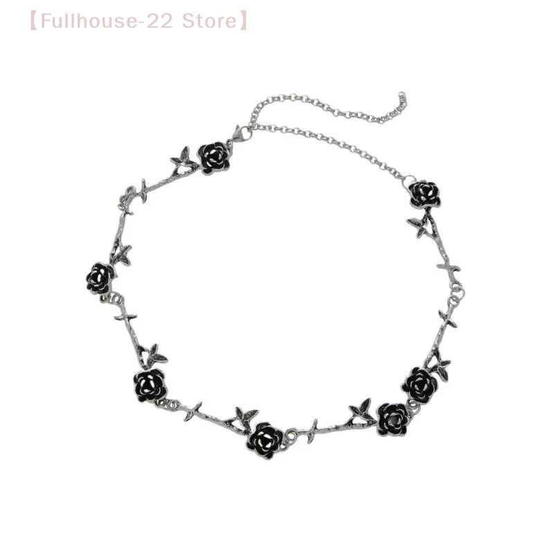 【MAX-22】قلادة كلاسيكية على شكل وردة مخصصة للنساء معدن فاسق أسود تصميم شعبي قلادة مجوهرات هدية قوطية #6