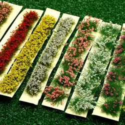 3Sheet DIY Miniature Garden Flower Cluster Grass Tufts Miniature Garden Decor Static Scenery Model 9*1*0.6cm Sand Table Building