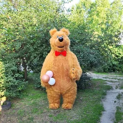 Inflatable Masha Bear Mascot Costume Fursuit Plush Brown Bear For Adult Anime Cosplay  Polar bear Carnival Funny Party Halloween