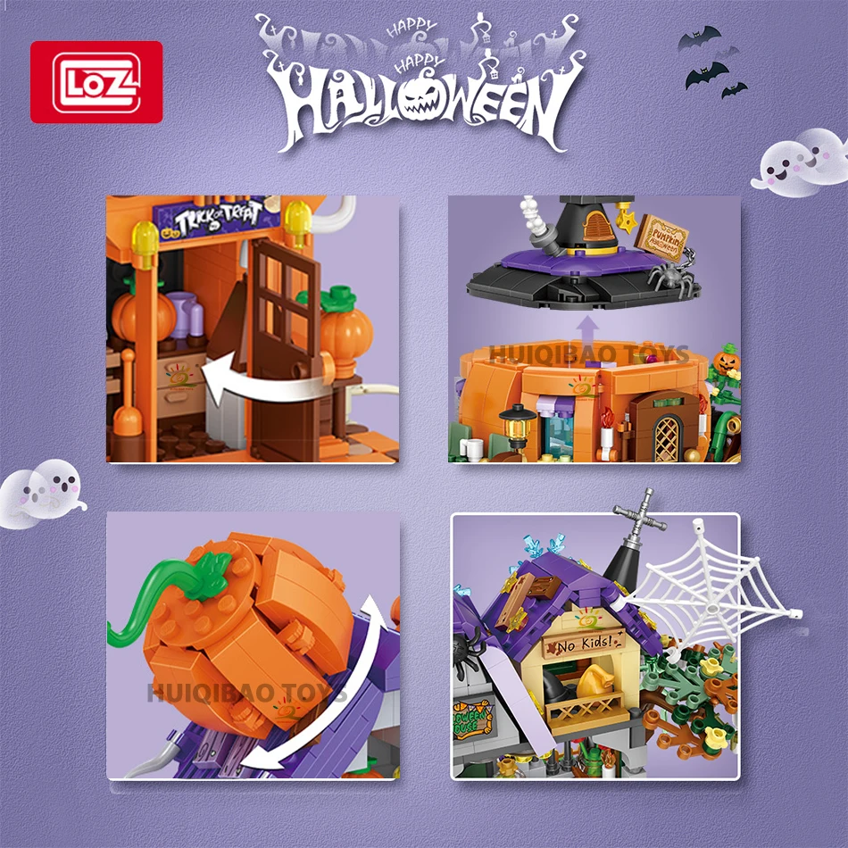 LOZ Halloween Mini Pumpkin House Micro Model Building Blocks City Kid DIY Pumpkin Carriage Set Bricks Toys for Children Gift