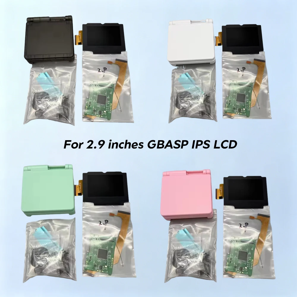 2.9" IPS High Brightness LCD Screen Replacement Full Shell Kit for Game Boy Advance SP GBA SP Retro Console Mod Parts
