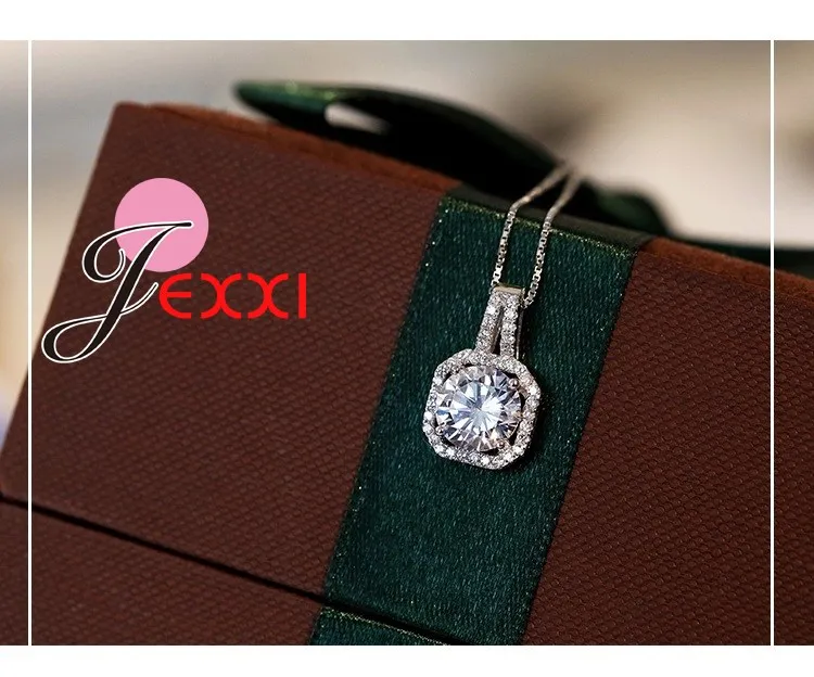 Hot 925 Sterling Silver Necklace And Pendants Jewelry For Women With Box Chain Luxurious Big CZ Crystal Stone Accessories - Image 5