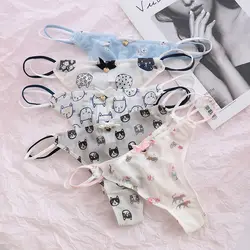 Cute Soft For Girls Rabbit Cat Transparent Stripe Women Bow Panties Mesh Briefs Korean Heart Underwear