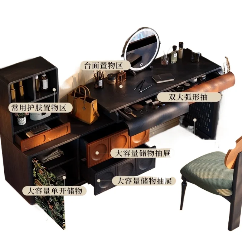 

French retro bedroom, bedside dresser, chest, integrated medieval solid wood dresser