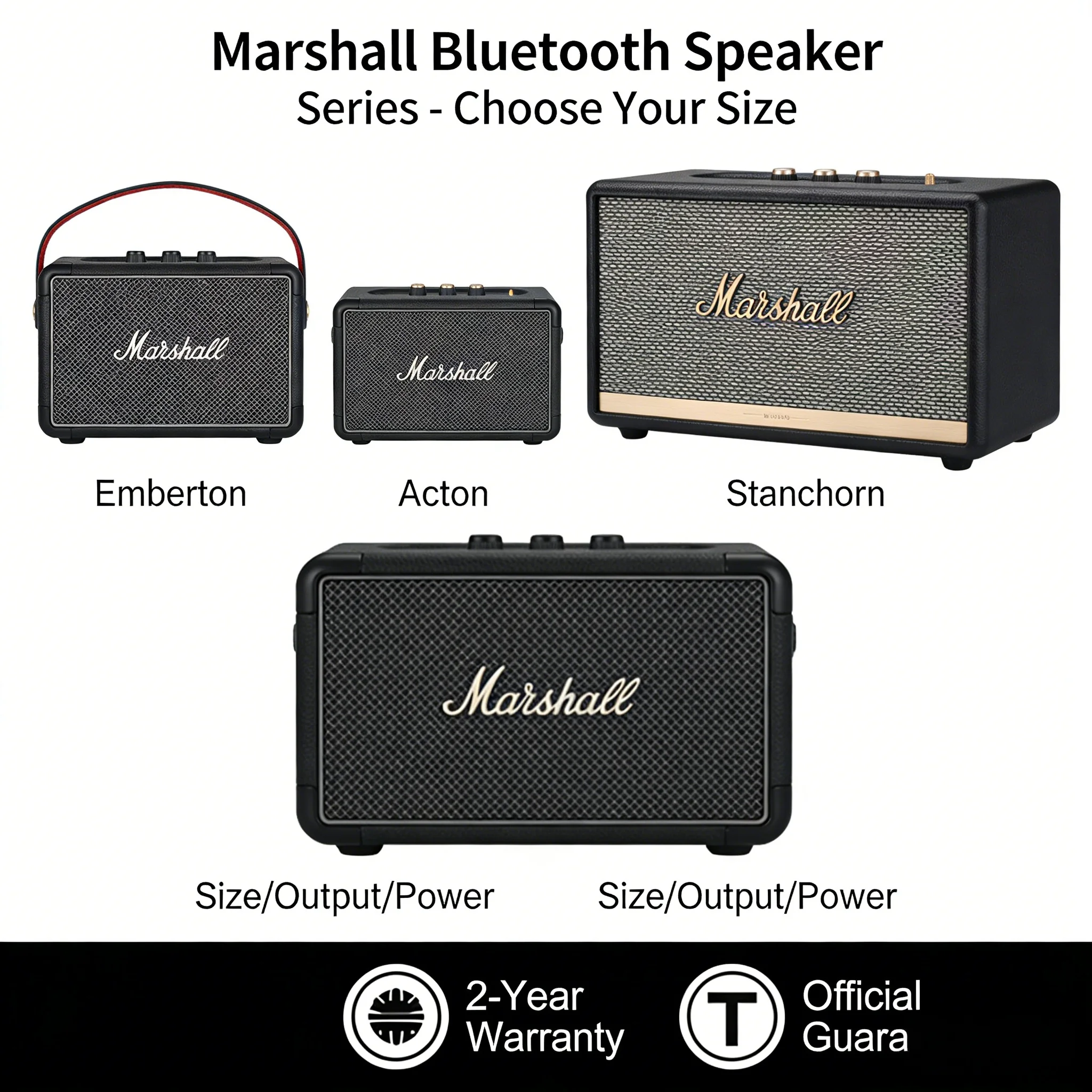 Haut-parleur Bluetooth portable Marshall, son stéréo sans fil avec basses puissantes, étanche IPX7, 30 heures d'autonomie, lecteur de musique d'extérieur