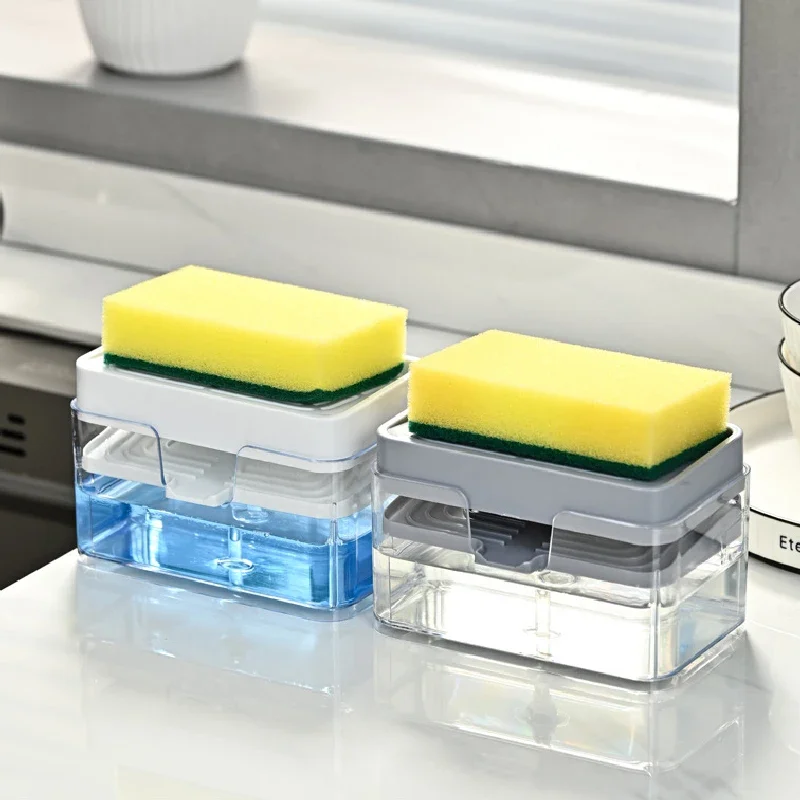 

Creative Press Soap Dispenser Plastic Automatic Soap Box Cleaner Detergent Dishwashing Brush Pot Household Kitchen Supplies F3Z9