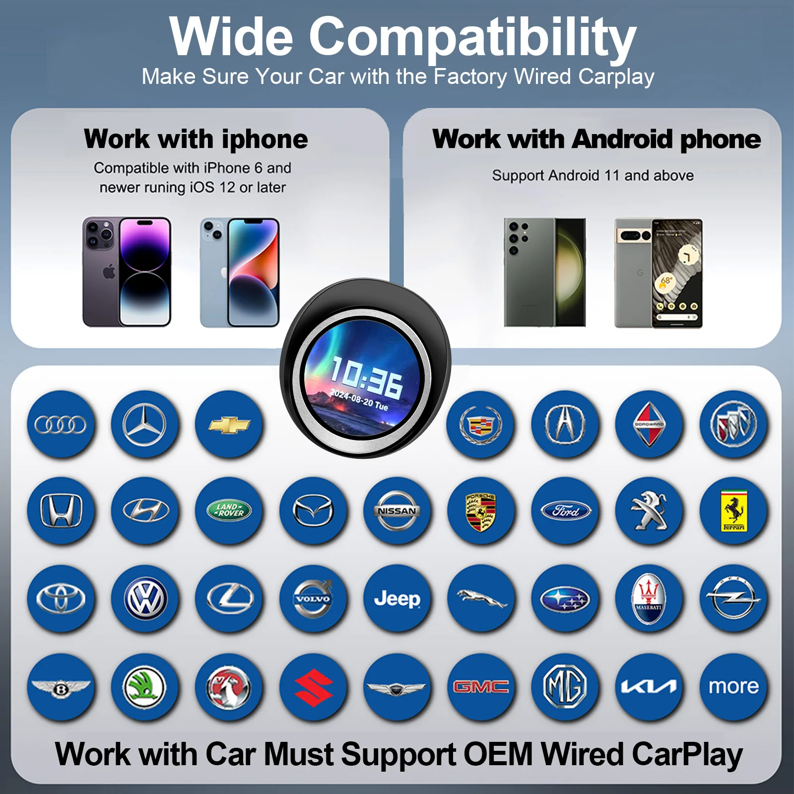 EXPLOTER ApplePie Touch CarPlay AI Box for OEM Wired Apple Carplay, 2.1" HD Touch Pad, Android 14, Dual WiFi, 4G Sim Card HDMI view 4