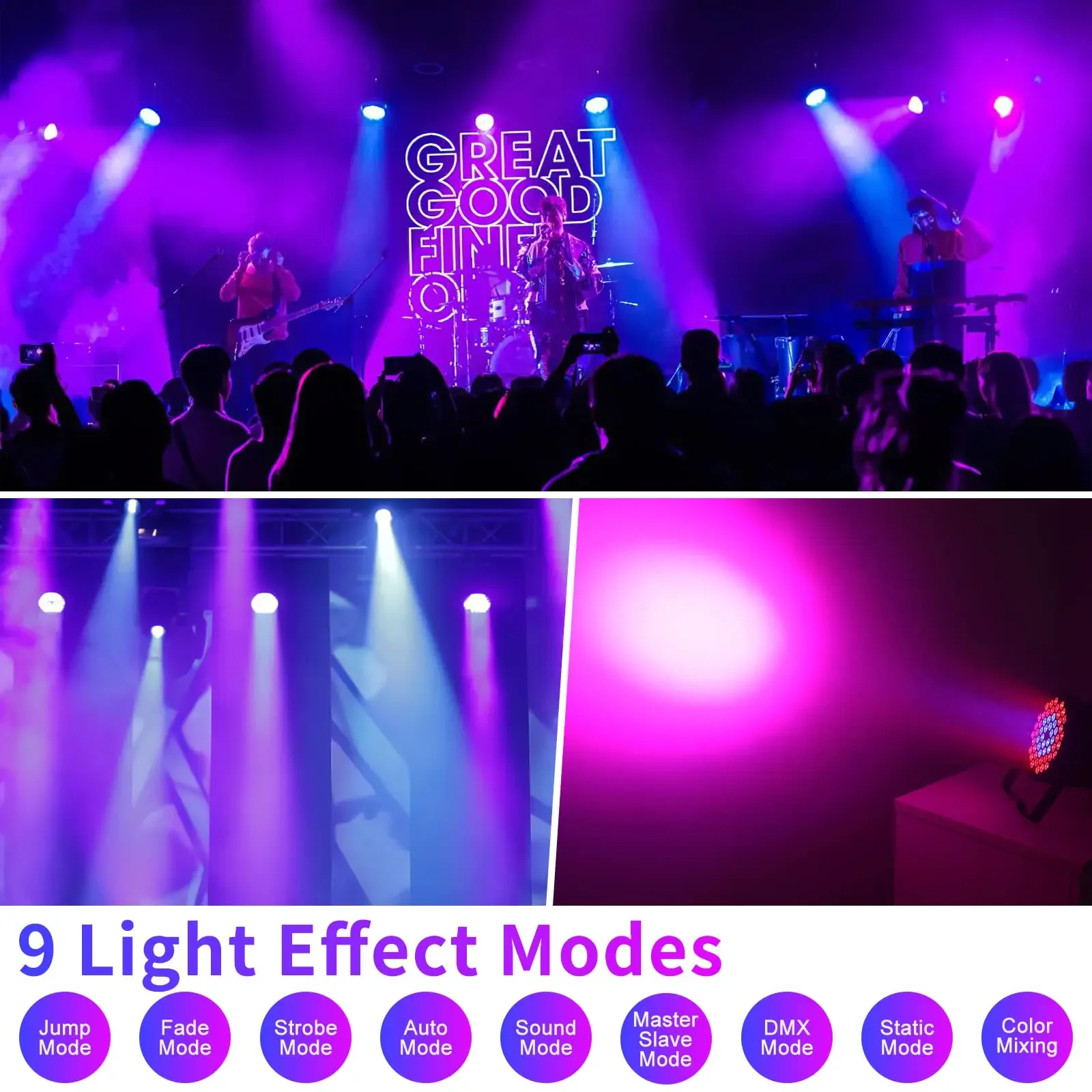 Big Dipper 54*3W RGB 3-IN-1 Professional Stage Lighting with Sound Activated Disco Light for Concert KTV Bars Party LPC017N 2Pcs