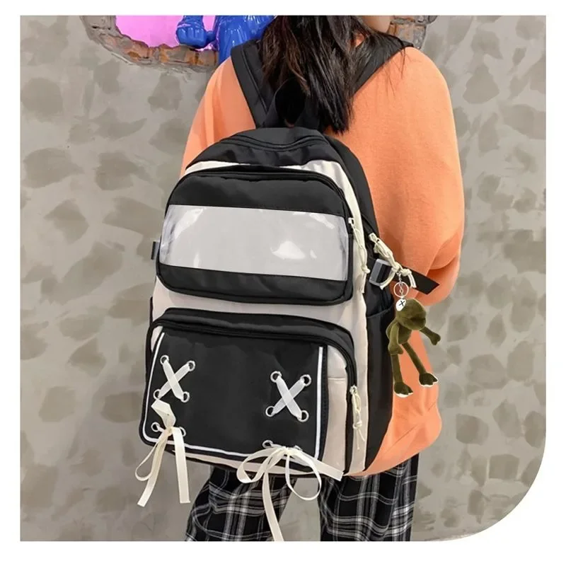 Tas punggung sekolah anak laki-laki dan perempuan, ransel kapasitas besar Mochilas Anime 44 × 32 × 13cm, hitam biru Pink, pesta telur, siswa anak-anak remaja