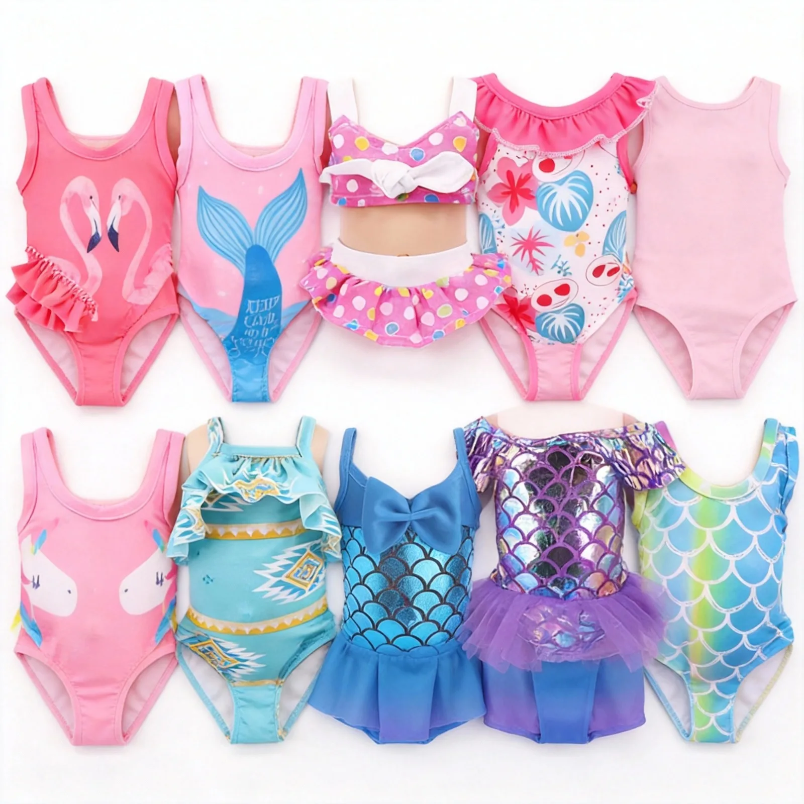 Doll Clothes Flamingo Unicorn Swimsuit Bikinis Bathing For 18 Inch American&43CM Baby Dolls Accessories,Girl Toys Gifts