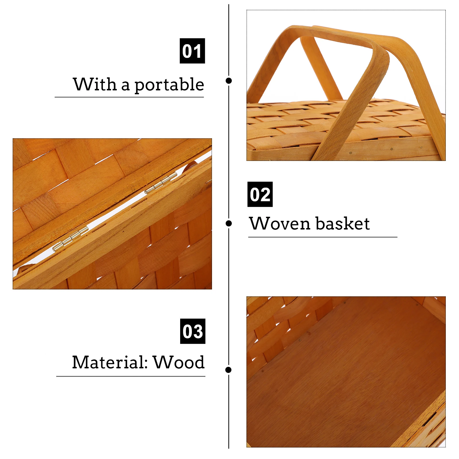 

1pc Wood Fruit Holder Tote For Tote Home Picnic Decorweaving Fruit Flower Container Holder Weaving Basket Basket