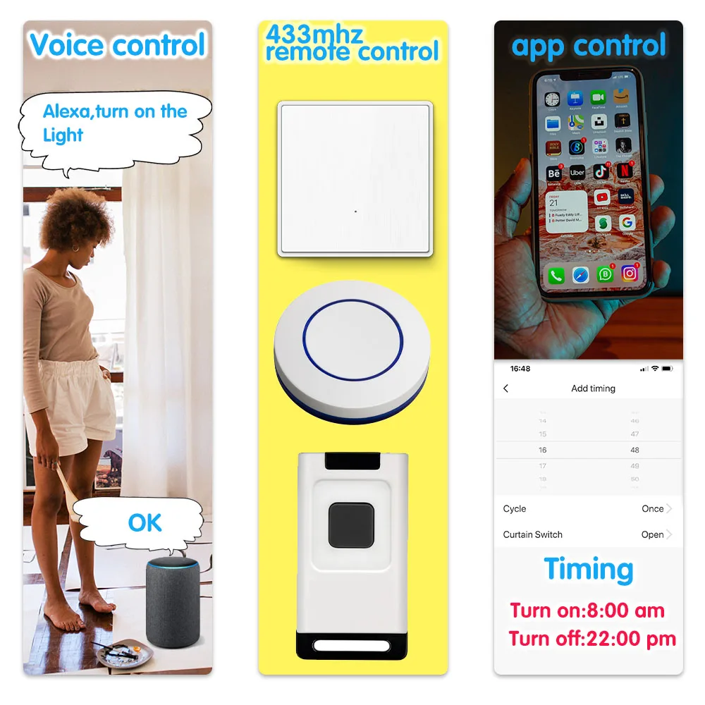 Tuya Smart Life Wifi Rf Light Switch AC 110V 220V 10A ricevitore relè e trasmettitore a pulsante RF 433mhz per ventola Led Alexa