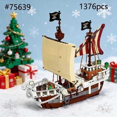 

Набор строительных блоков «Пиратский корабль» 75639, совместимый с деталями Lego, идеально подходит для рождественских подарков, 1376 деталей.