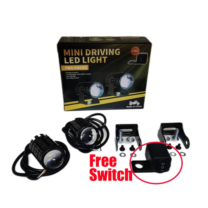 Mini Driving Light Spot Light Waterproof Hi&Low for Motorcycle Headlight LED Bulbs 1Box