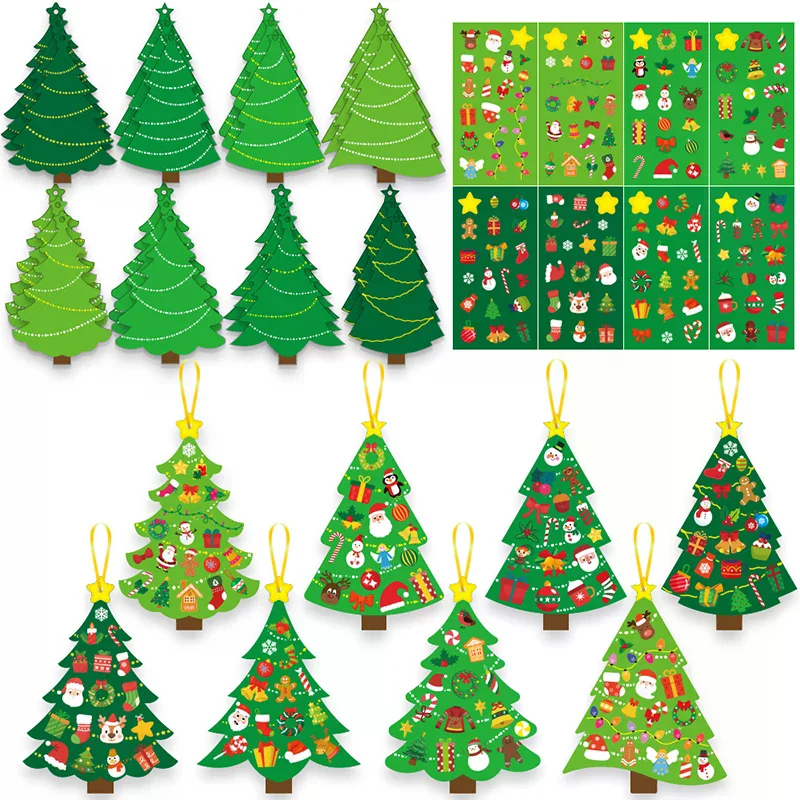 

24pcs Christmas Tree Ornaments DIY Kit for Kids - Holiday Craft Decorations Party Favors with Stickers Xmas Craft Set