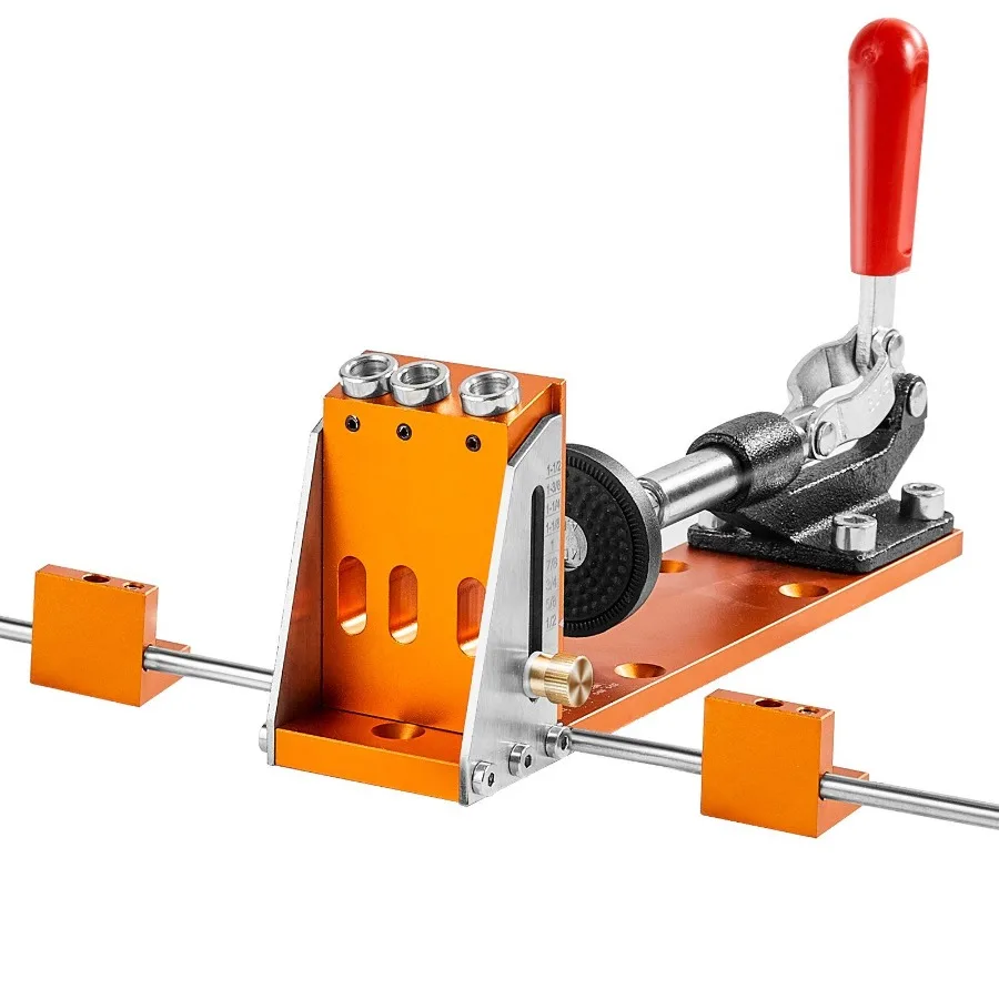 

Pocket Hole Jig Kit 34 Pcs Pocket Hole Jig System with 11 Cclamp Fixture Step Drills Wrenches Drill Stop Rings Square Drive Bi