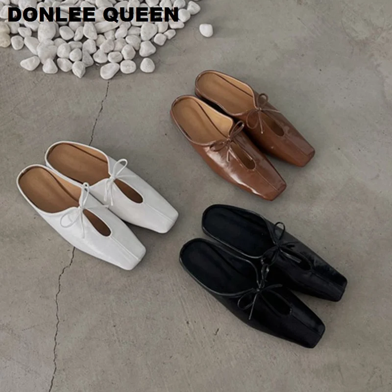 

Новинка 2023 года, летняя обувь, женские шлепанцы, шлепанцы на плоском каблуке, повседневные лоферы, дизайнерские женские сандалии с бантом, брендовые Zapatillas Mujer