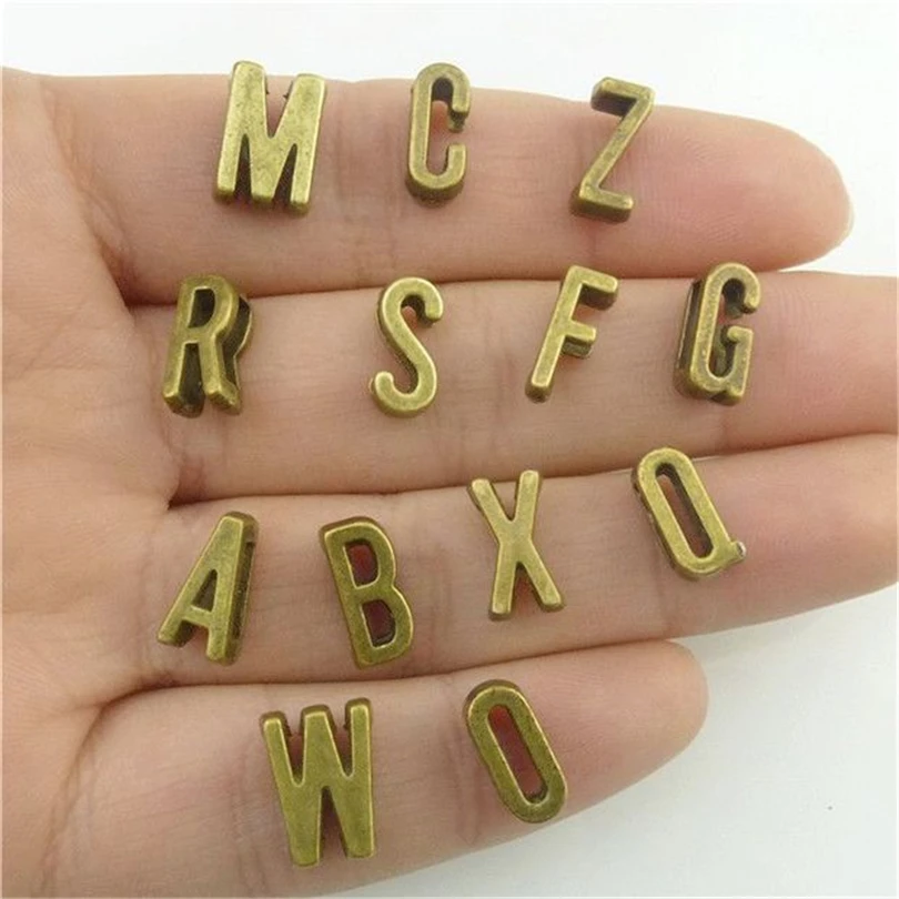 26pcs Ancient Bronze Letters Metal Charms For Jewelry Making Supplies Good Luck Accessories DIY Necklace Bracelets Anklet Charm