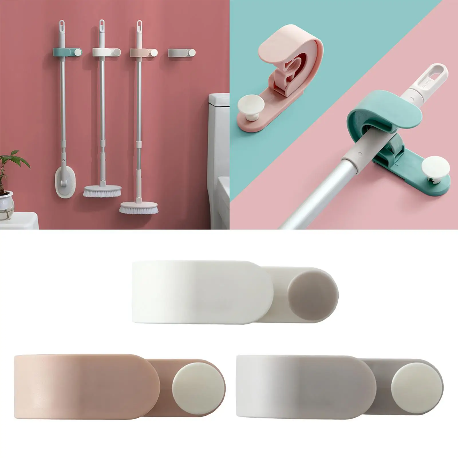 Wall Mount Hook Holder, No Punching, Pantry Organization, Mop Hanger image 2