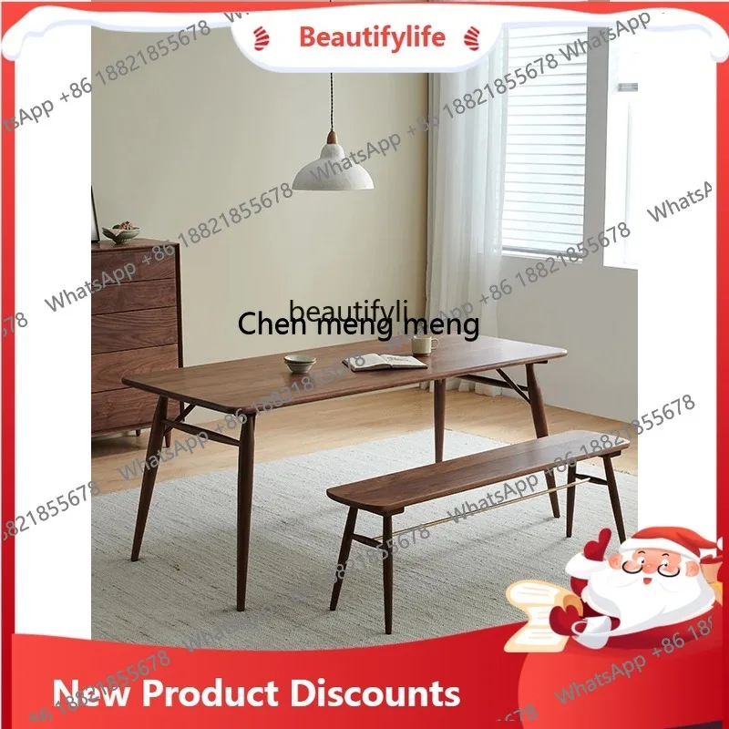 

Nordic solid wood cherry wood black walnut desk dining table small apartment 3001