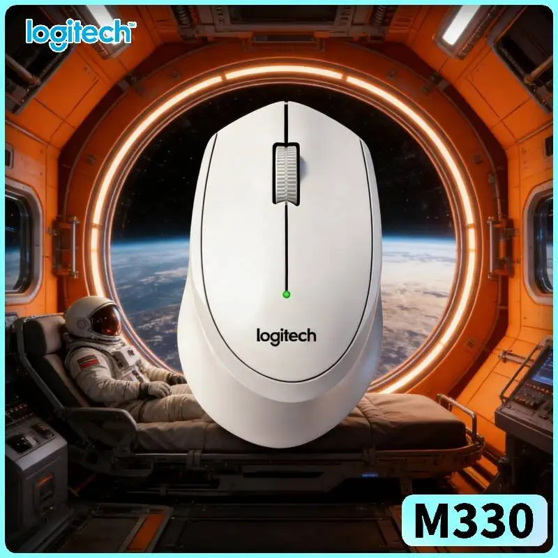 Logitech M330 Ergonomic Wireless Mouse Silent Click 2.4GHz Nano Receiver Soft Scroll for Mac PC Chromebook Work Desk Cart