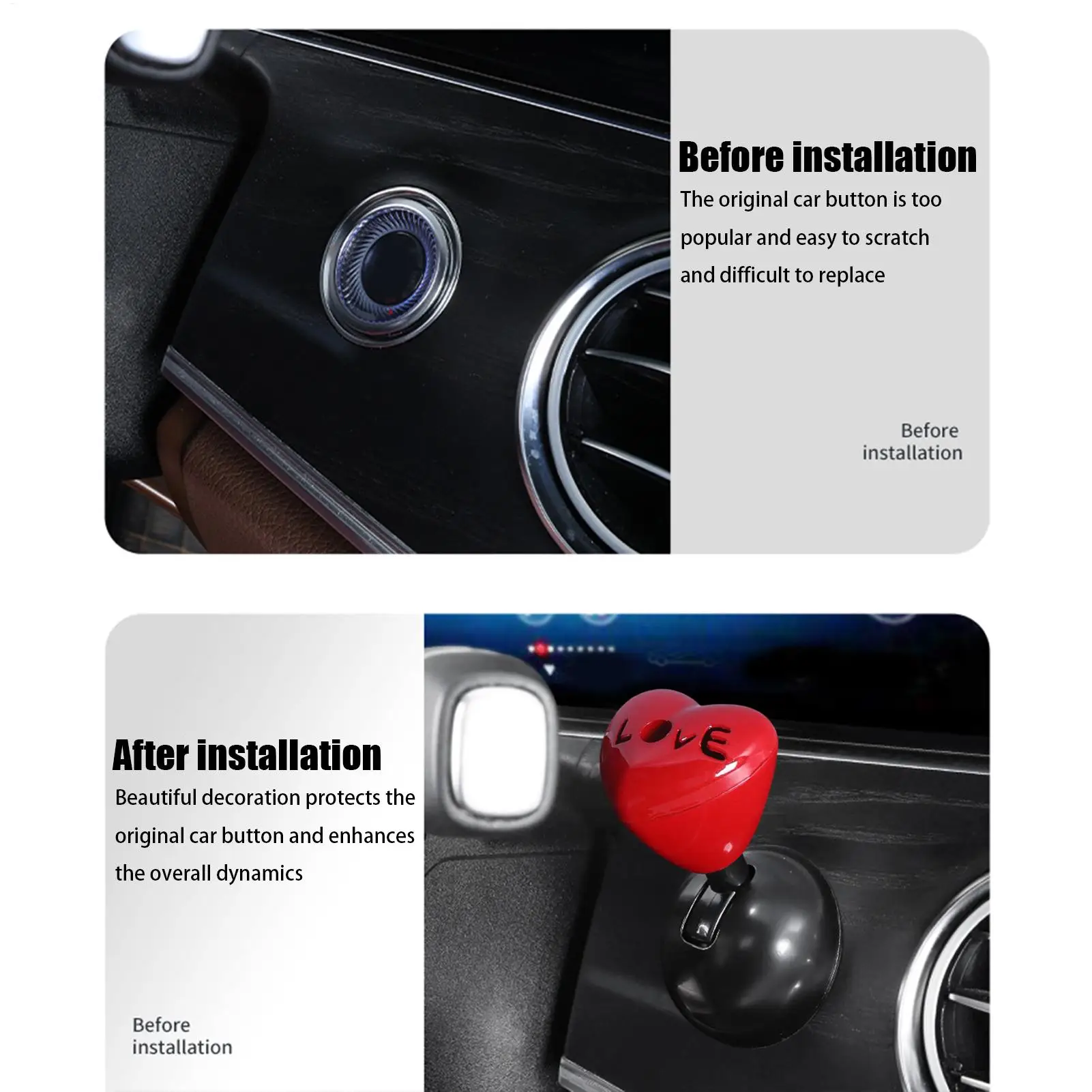 زر بدء الروك عصا التحكم في السيارة، غطاء زر التشغيل، جزء الروك مع على شكل قلب لترقيات تحويل الإشعال سهلة