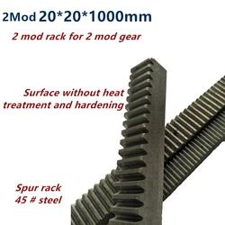 1pc 2 Mod 20*20*1000mm Mold Gear Rack Precision CNC Rack Straight Teeth Toothed rack Router