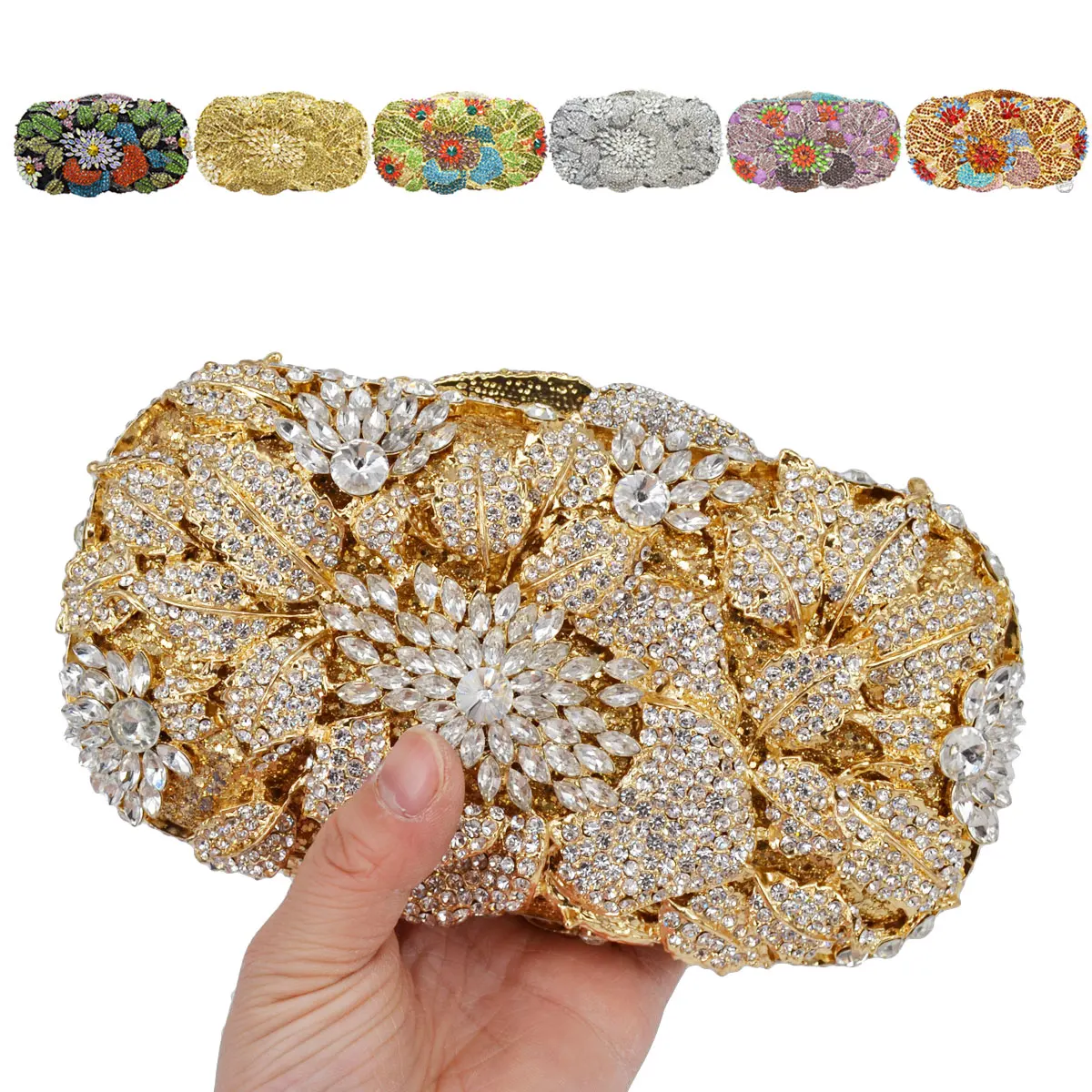 

Luxury Colorful Party Purse Colorful Evening Bags Diamond Flower boutique Wedding Handbags Women Day Clutches sc053