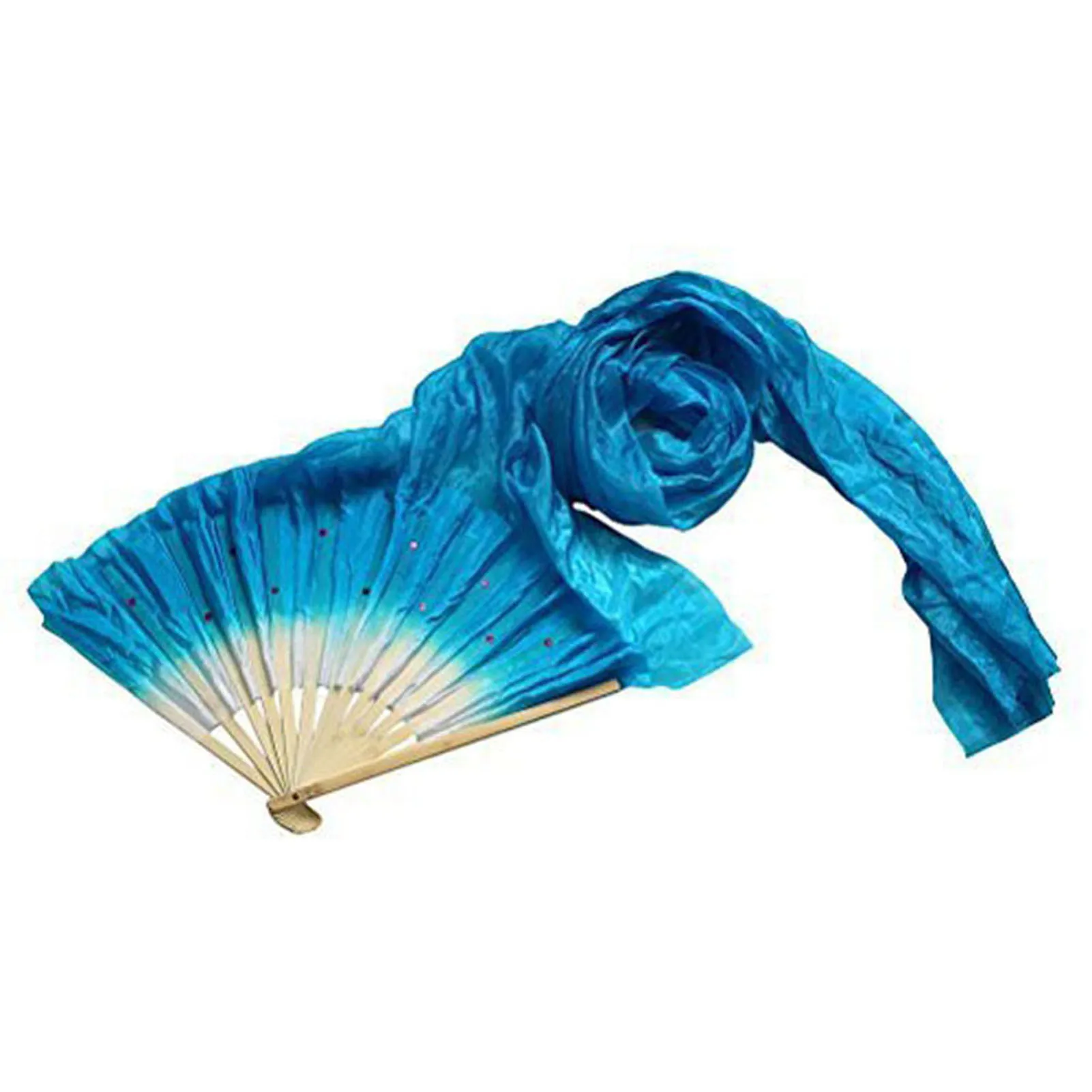 Martial Arts Sports Folding Hand Fan Portable Long Silk Dance Fan for Seniors Adults Child and Youths