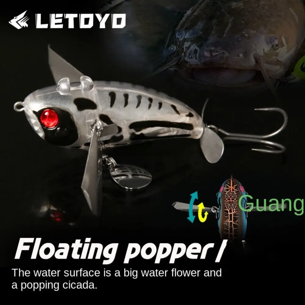 

2024 70mm 20g Propeller Warbler Lure Popper Rotating Tail Surface Bait Bass Sequin Topwater Fishing Lure Fishing