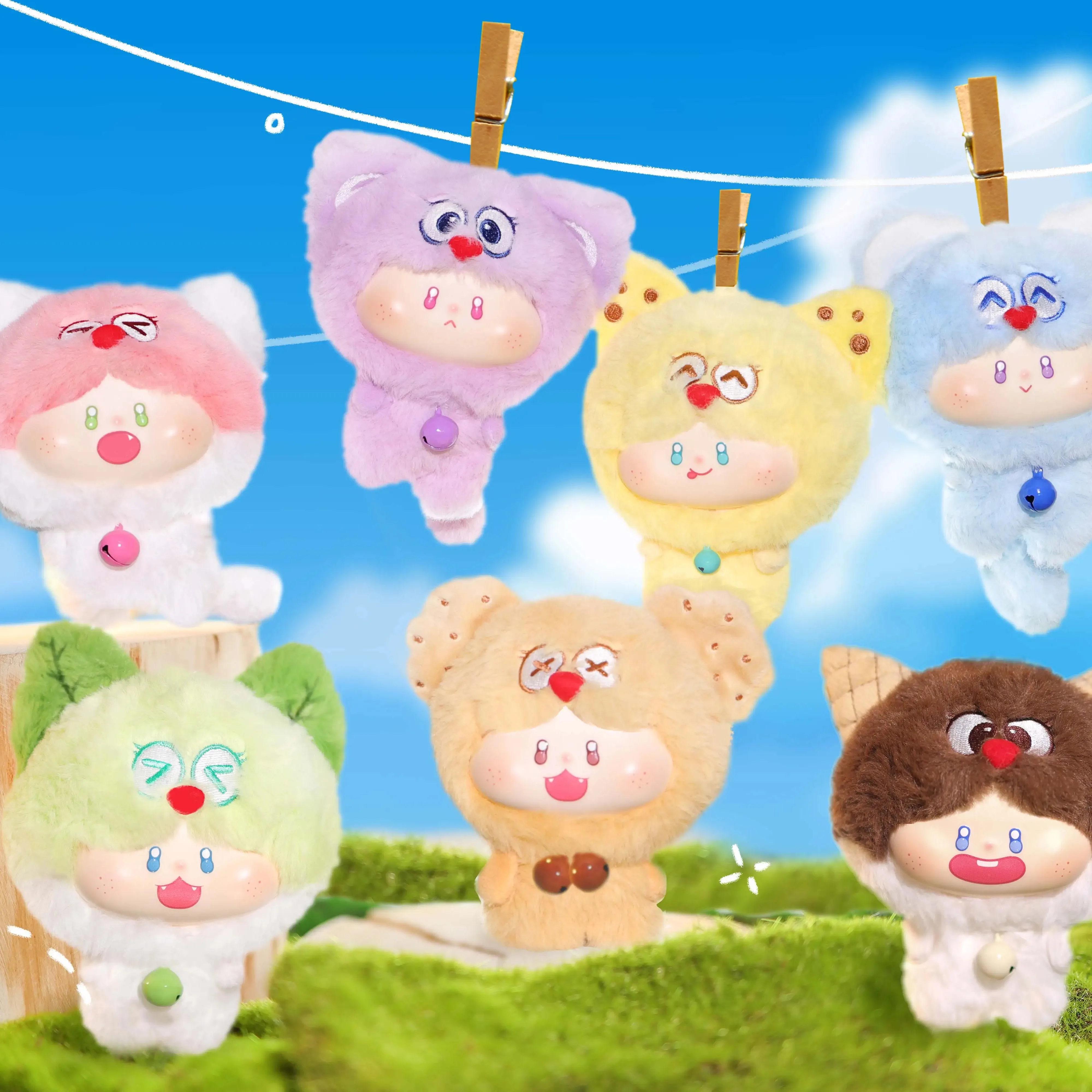 Oudi-nova runa querida meow paraíso vinil pelúcia bonito animal de estimação na moda jogar presente aniversário mochila pingente caixa cega boneca