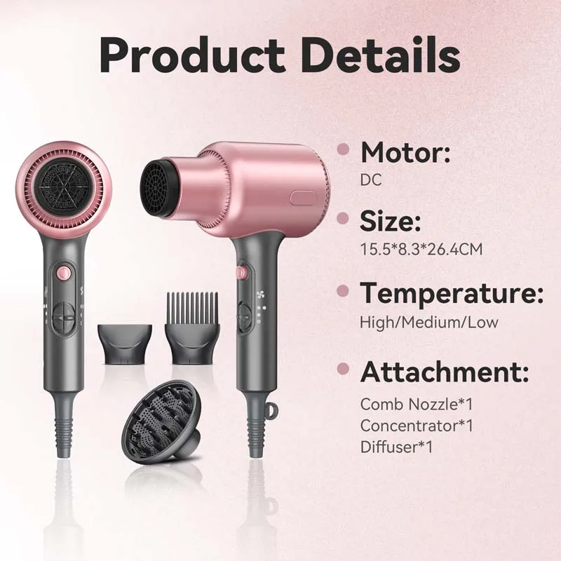 Custom Professional 1875W BlowDryer Strong Power Quick Drying Salon DC Motor Hair Dryer With Detachable Cover