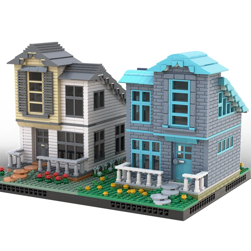 MOC- 216832   Konstrukcja podmiejska modułowy dom klocki do budowy model cegły wysokiej jakości dekoracja małych cząstek Christmas1476PCS