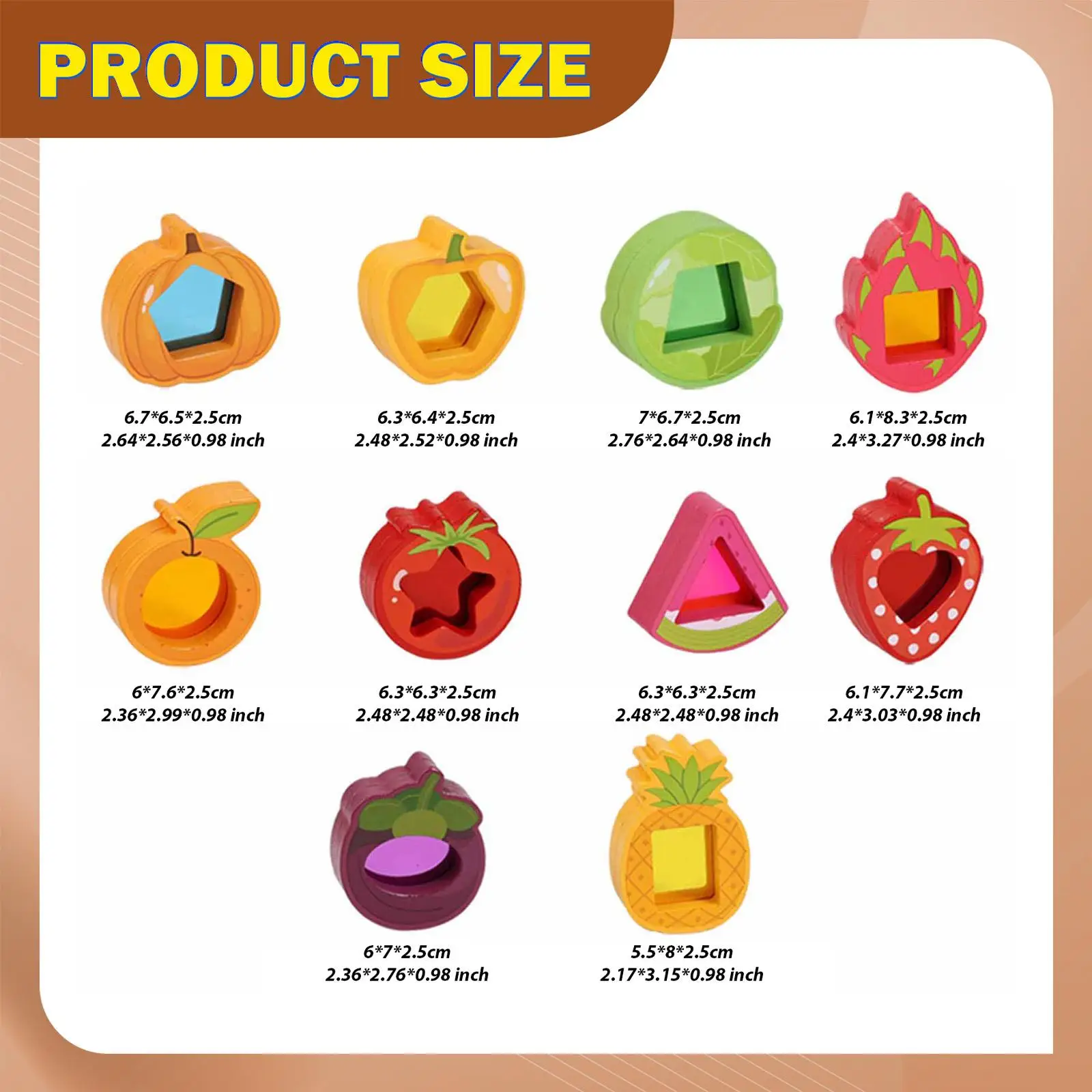 カラフルな果物野菜積み木 木製感覚玩具 細かい運動能力の発達 子供の早期教育のためのギフト