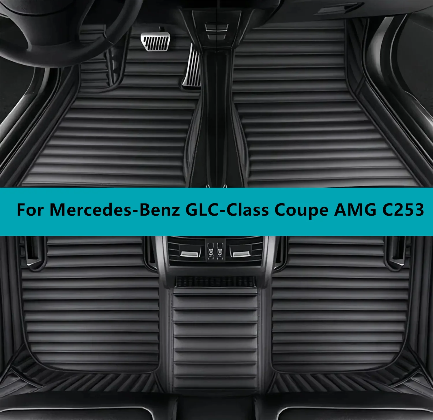 

Кожаные автомобильные коврики для Mercedes-Benz GLC-Class Coupe AMG C253 2019 2020 2021 2022 2023, всепогодные водонепроницаемые автомобильные коврики