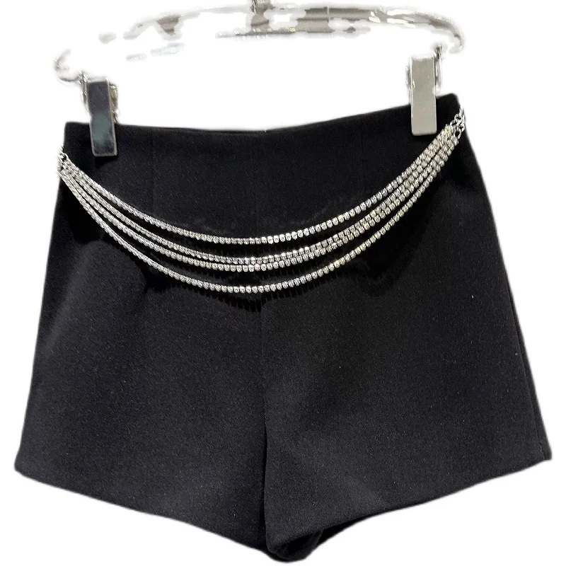 2025 Autumn New Sle Small Fraance Wind Bead Chain Waist Chain Elegance Tee-Quarter Length Woolen orts for Women