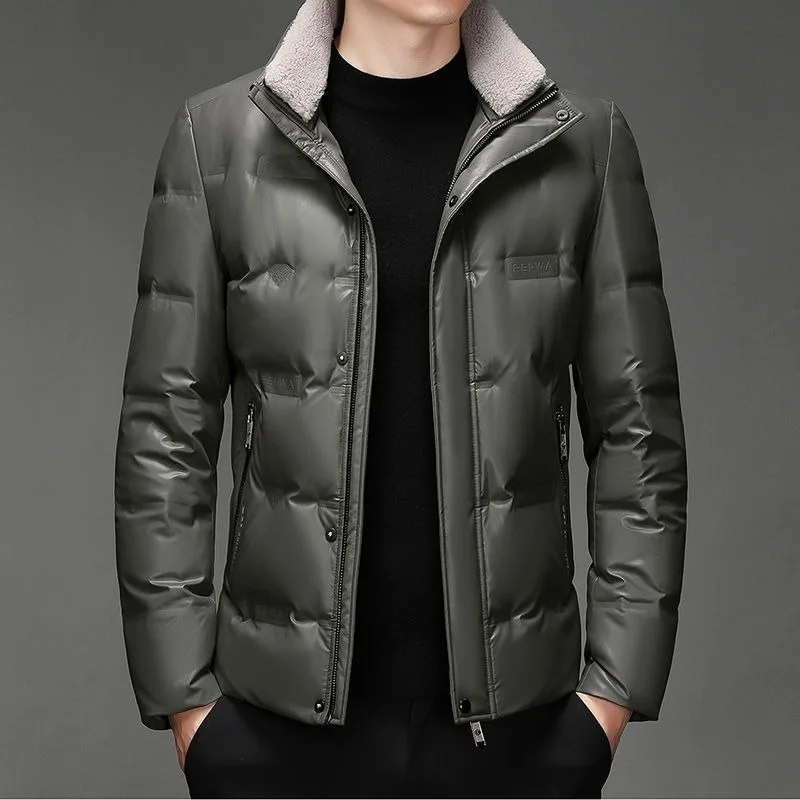 2023 New Men Down Jacket Winter Coat Middle Age Lightweight Parkas Short Leisure Loose Outwear Warm Simple Fashion Overcoat